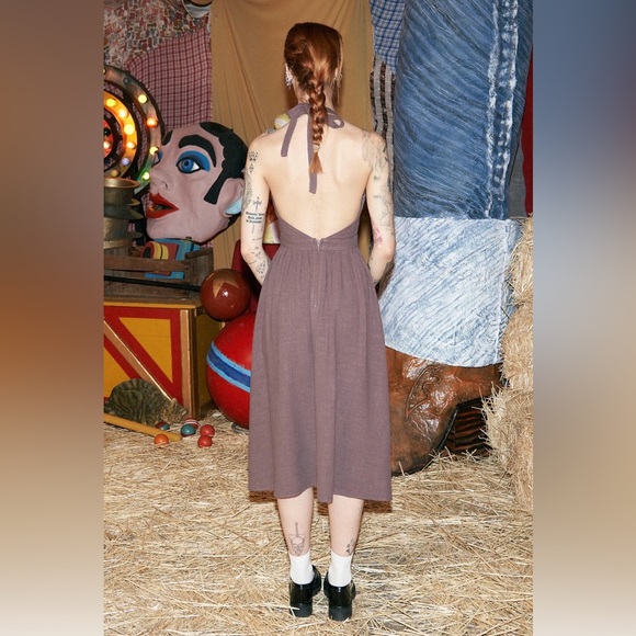 SOLD: NWT Fashion Brand Company Brown Linen Apron Dress - Picture 2 of 7